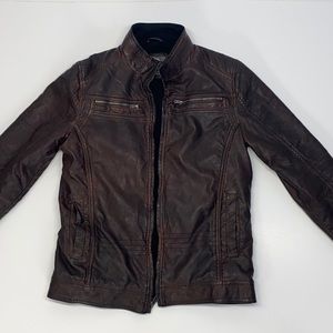 Faux leather motorcycle jacket